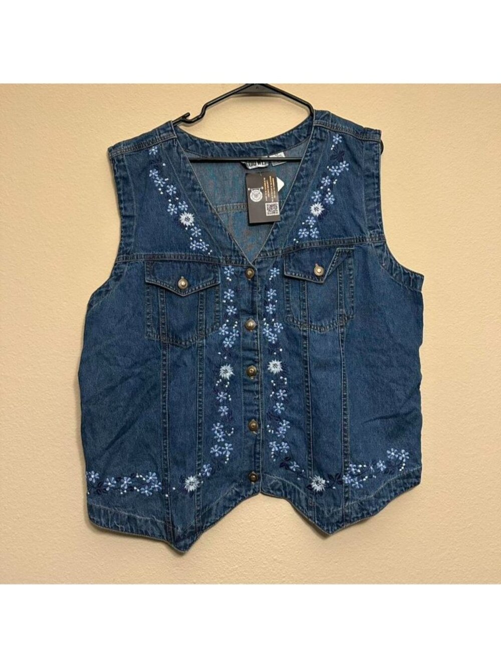 Vintage Studio West Floral Denim Vest